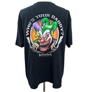 Hellanbach Who's Your Daddy? Evil Clown Biker Graphic Tee SIZE XL Grunge Cotton